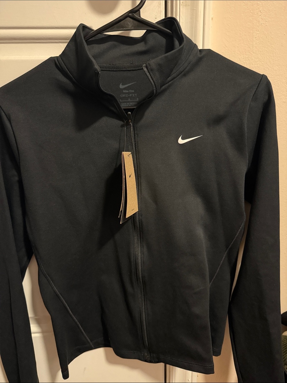 Nike Black Lightweight Full-Zip Jacket with White Swoosh